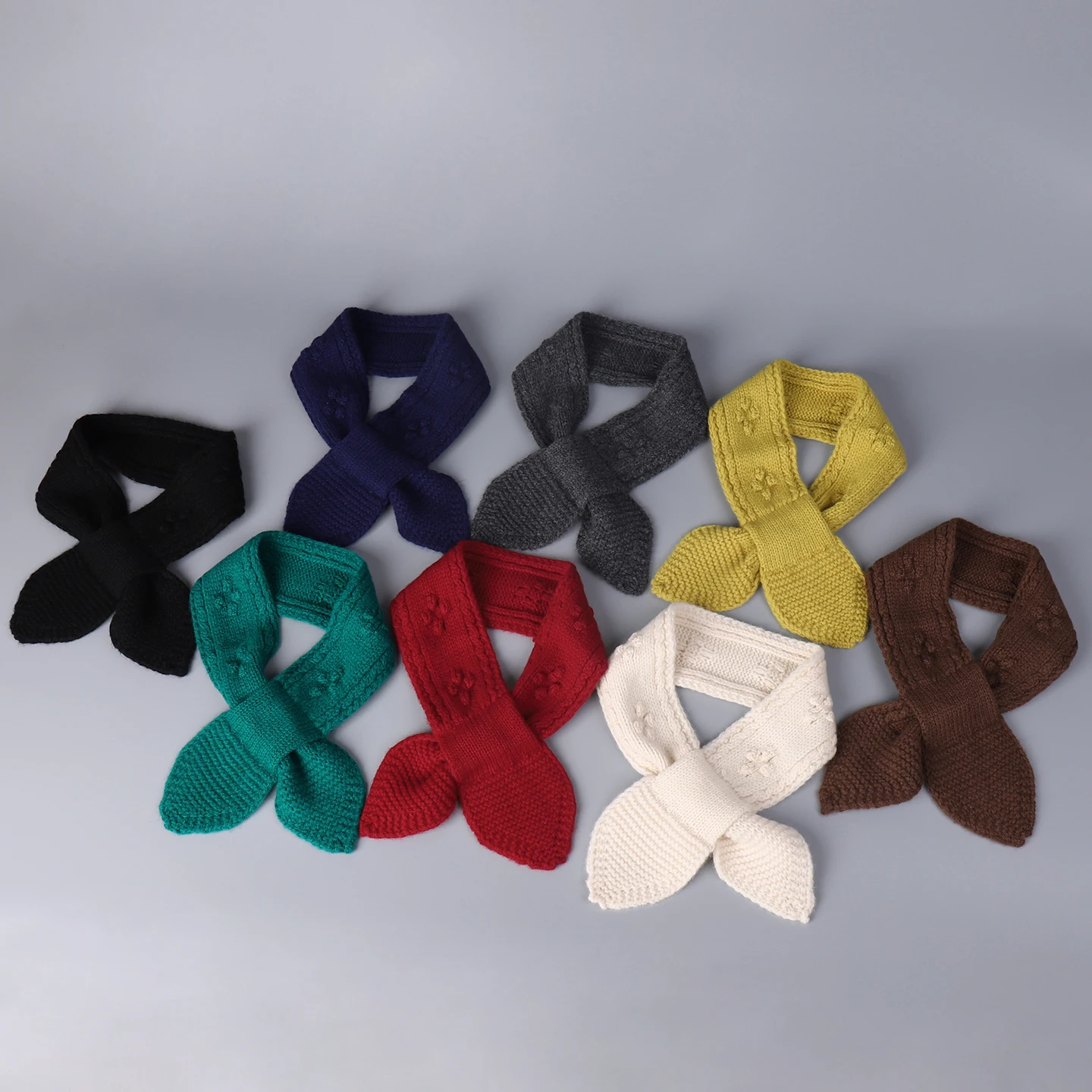 

Япония и Корея, мягкий восковой вязаный короткий шарф из 100% шерсти, милый темпераментный зимний теплый однотонный универсальный вязаный шарф