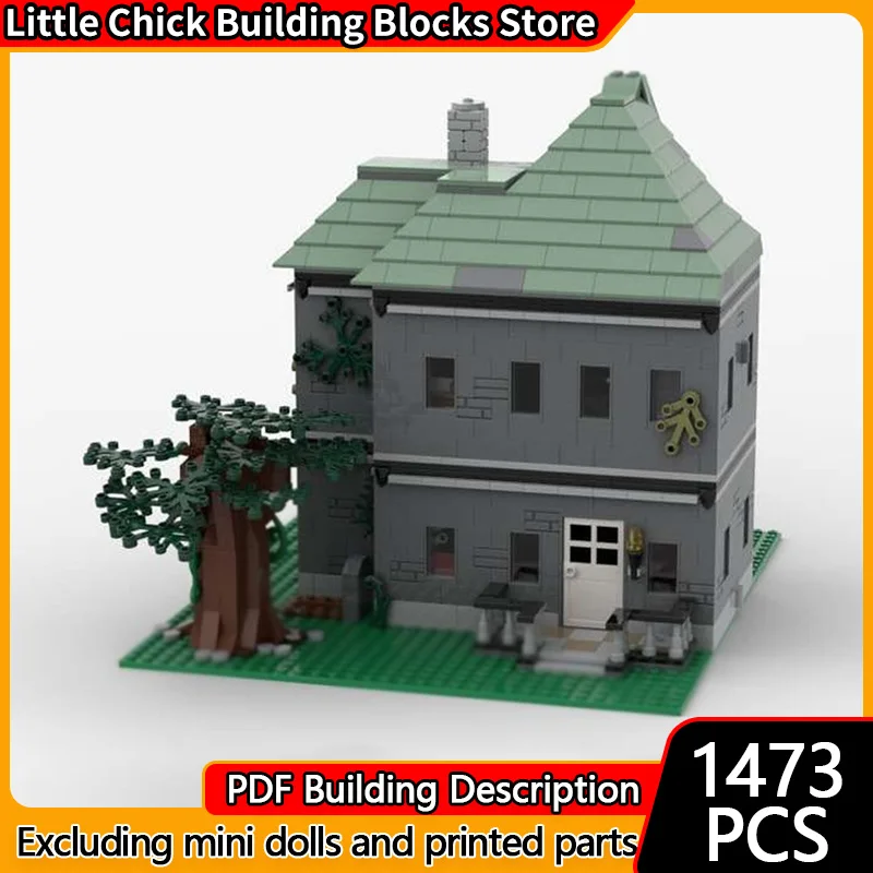 

City Street View Model MOC Building Bricks Haunted House Modular Technology Gifts Holiday Assemble Children Toys Suit