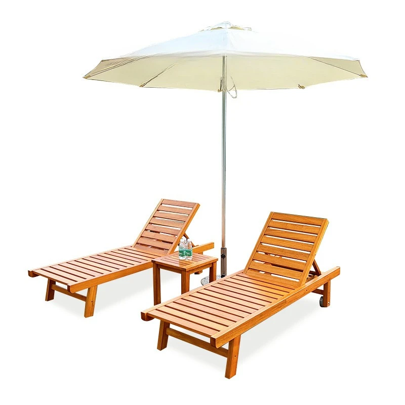 

Outdoor beach loungers villa swimming pool courtyard open-air anticorrosive solid wood folding chair