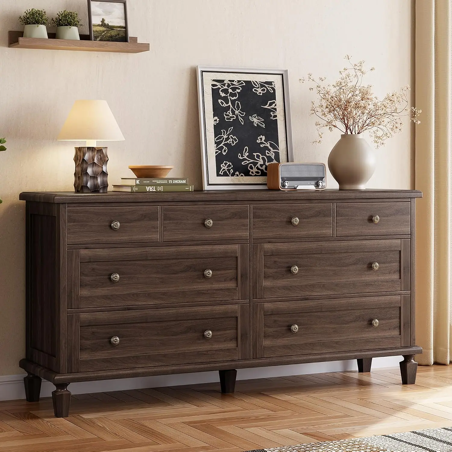 8-Drawer Dresser for Bedroom, Vintage 59