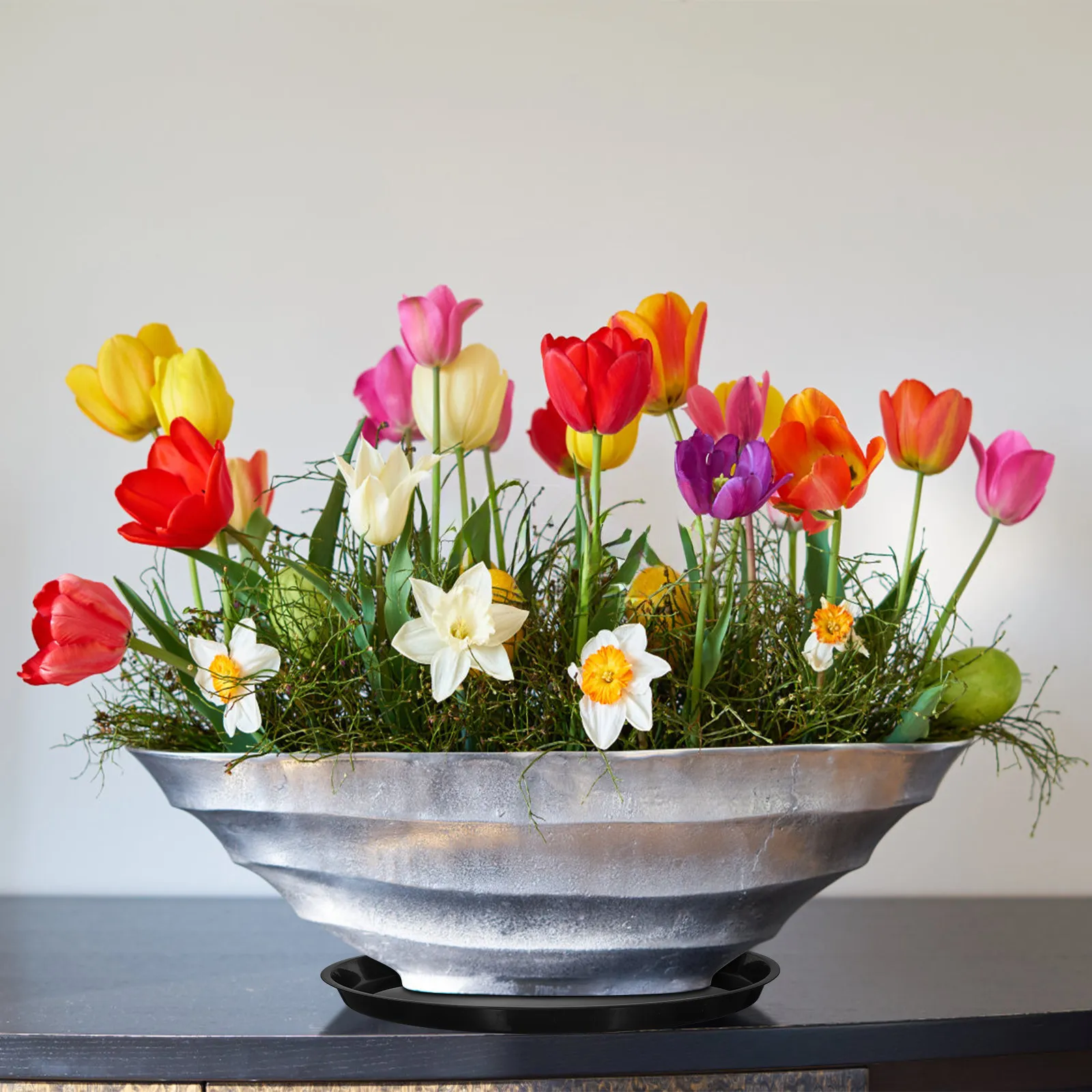 Flower Pot Saucers 10 Pack Round Plastic Drainage Trays for Indoor Outdoor Plants and Planters