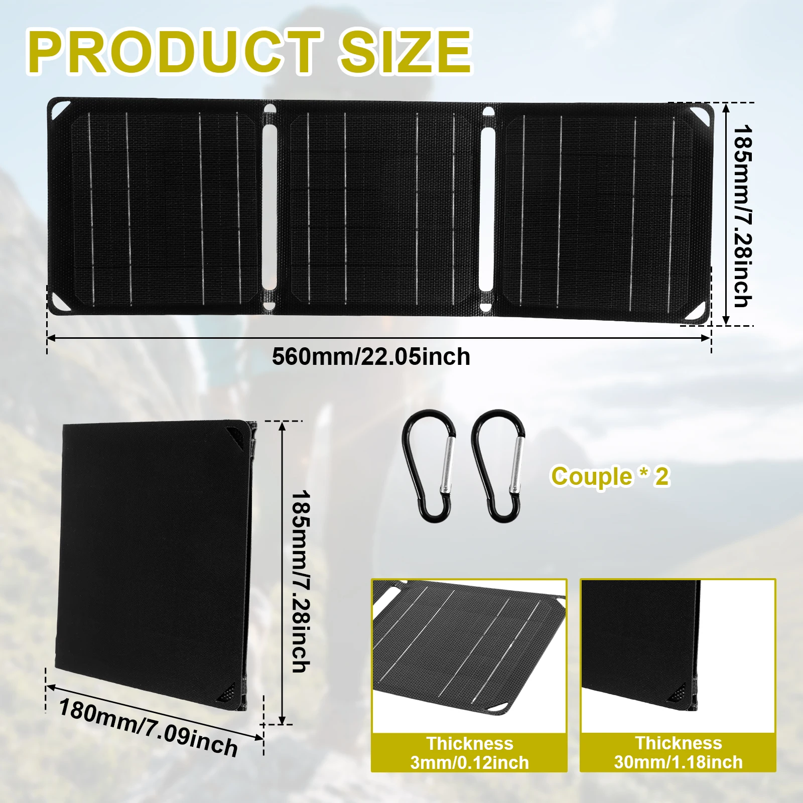 Foldable Solar Panel 21W IP68 Waterproof Outdoor Cells Battery Charger High Efficiency ETFE Solar Panel for Phone Power Bank