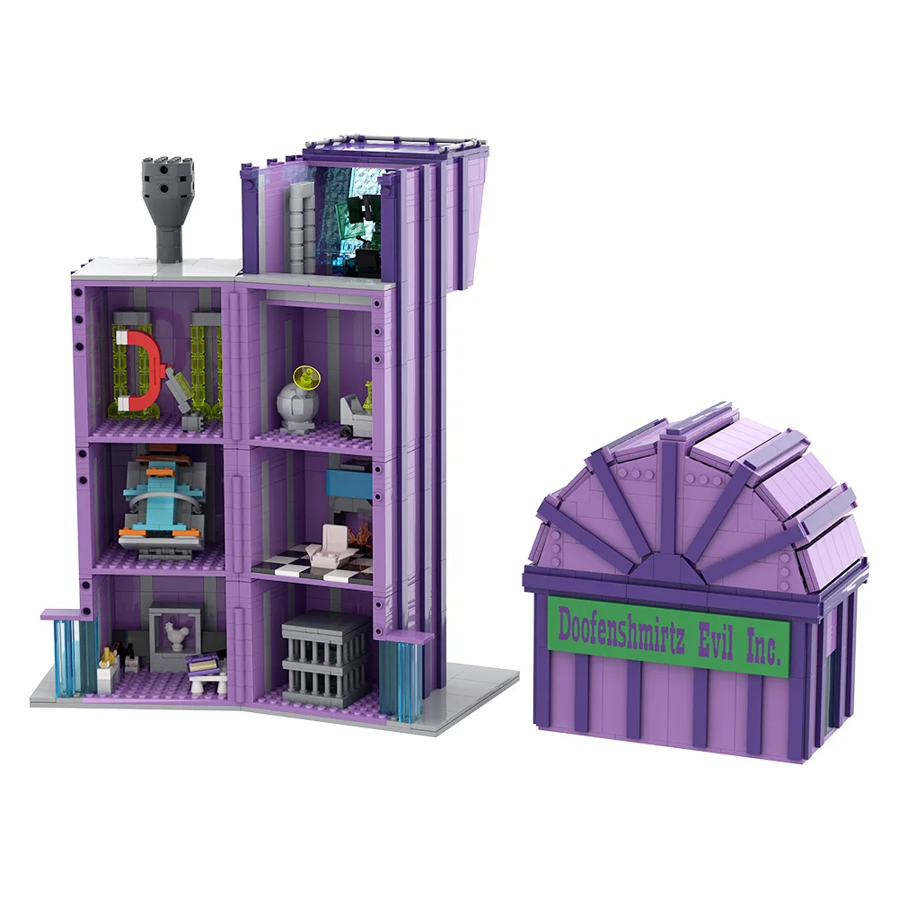 MOC Street View Evils Incorporatedss Building Blocks Model Doofenshmirtzs Architecture Bricks diy Assembled Toy Children Gift