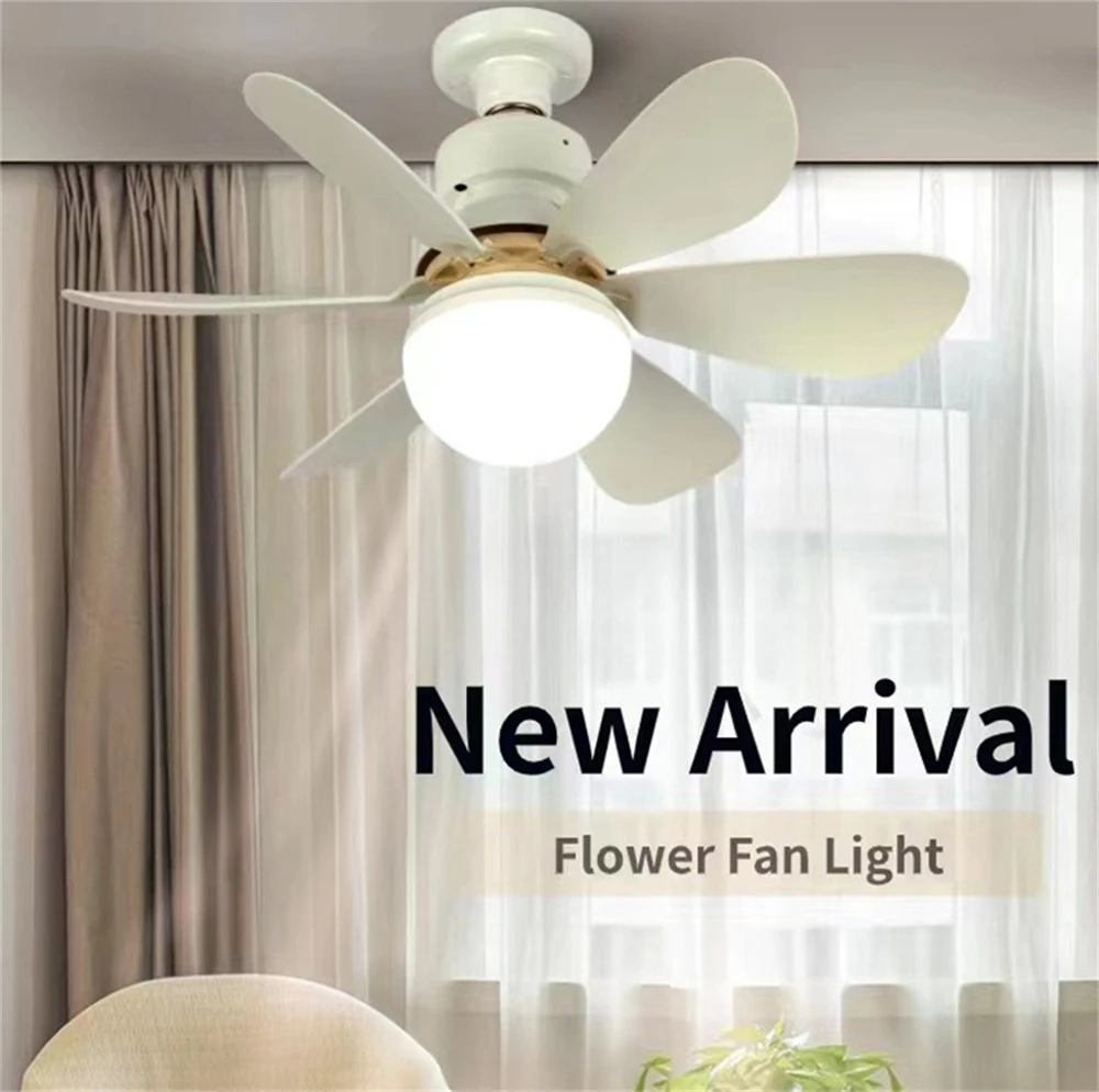 E27 LED Fan Lamp Wireless Remote Control  Fan Light Dimmable For Office Kitchen Bedroom Living Room Ceiling Fan Light