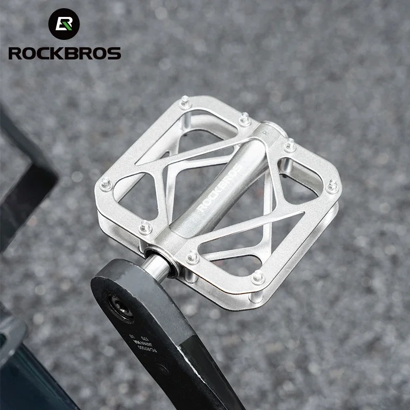 

ROCKBROS Lightweight Bike Pedals Titanium Alloy Anti-slip Wide Pedal MTB Road Bike Stainless Steel Nails Cycling Pedals