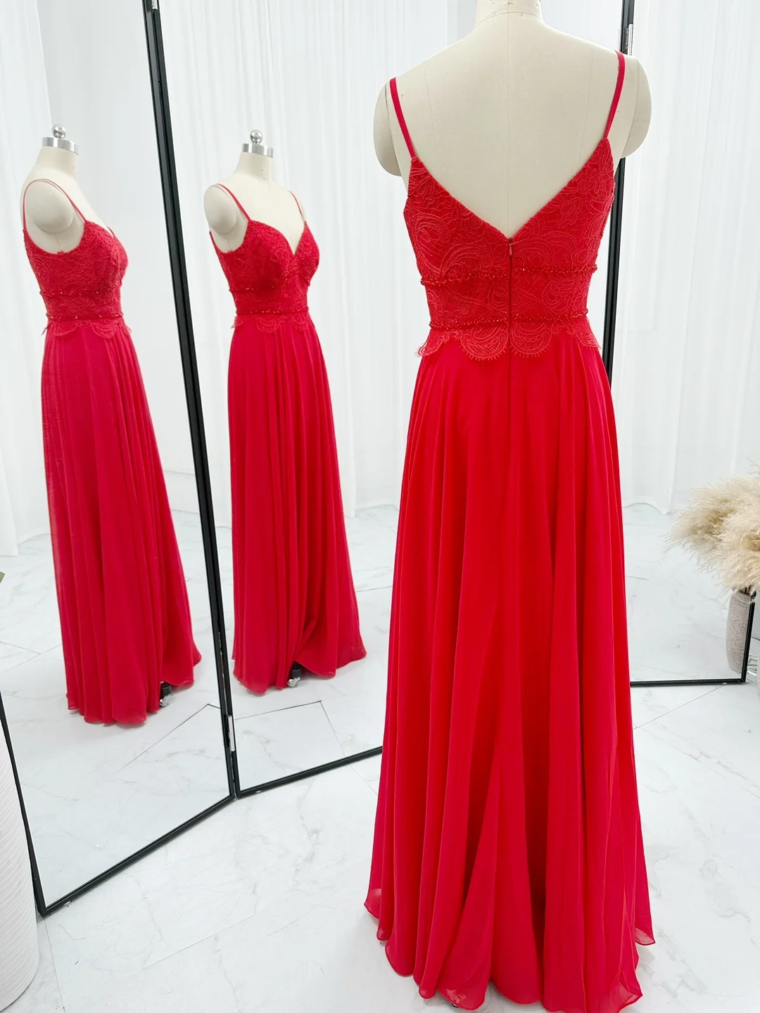 Gonna per abito da sera dimagrante con Top a tubino minimalista in Chiffon rosso grande M1143