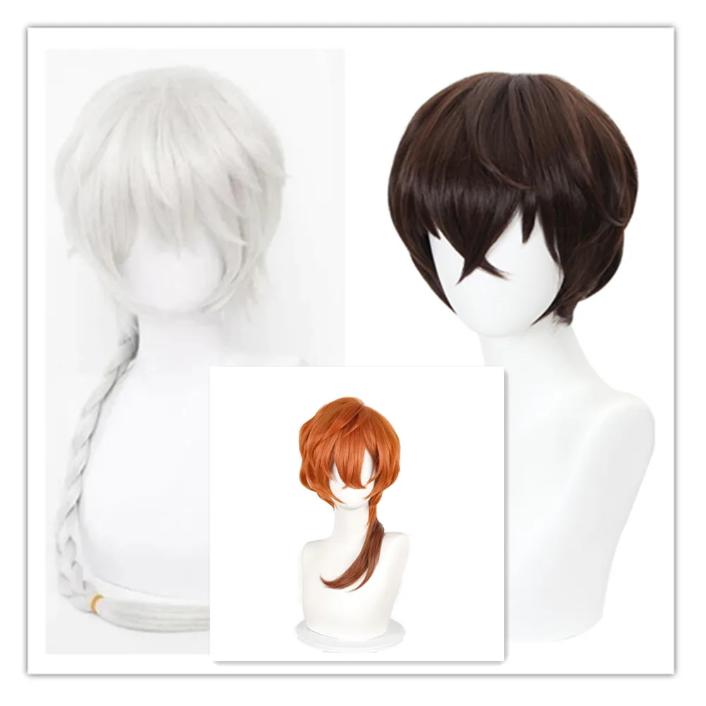 Anime Bungo Stray Dogs Chuya Nakahara Chuuya Cosplay Wig Nikolai Gogol Heat Resistant Synthetic Hair Wigs Ryunosuke Akutagawa