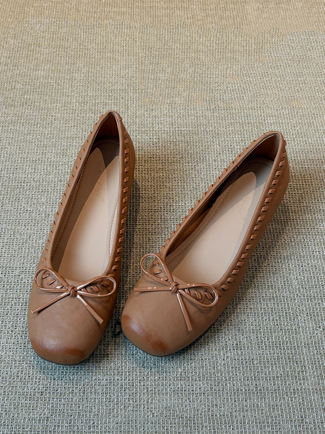 leather-round-toe-ballet-flats-women's-slip-on-mary-janes-high-insole-heightening-knot-soft-comfortable-mary-janes