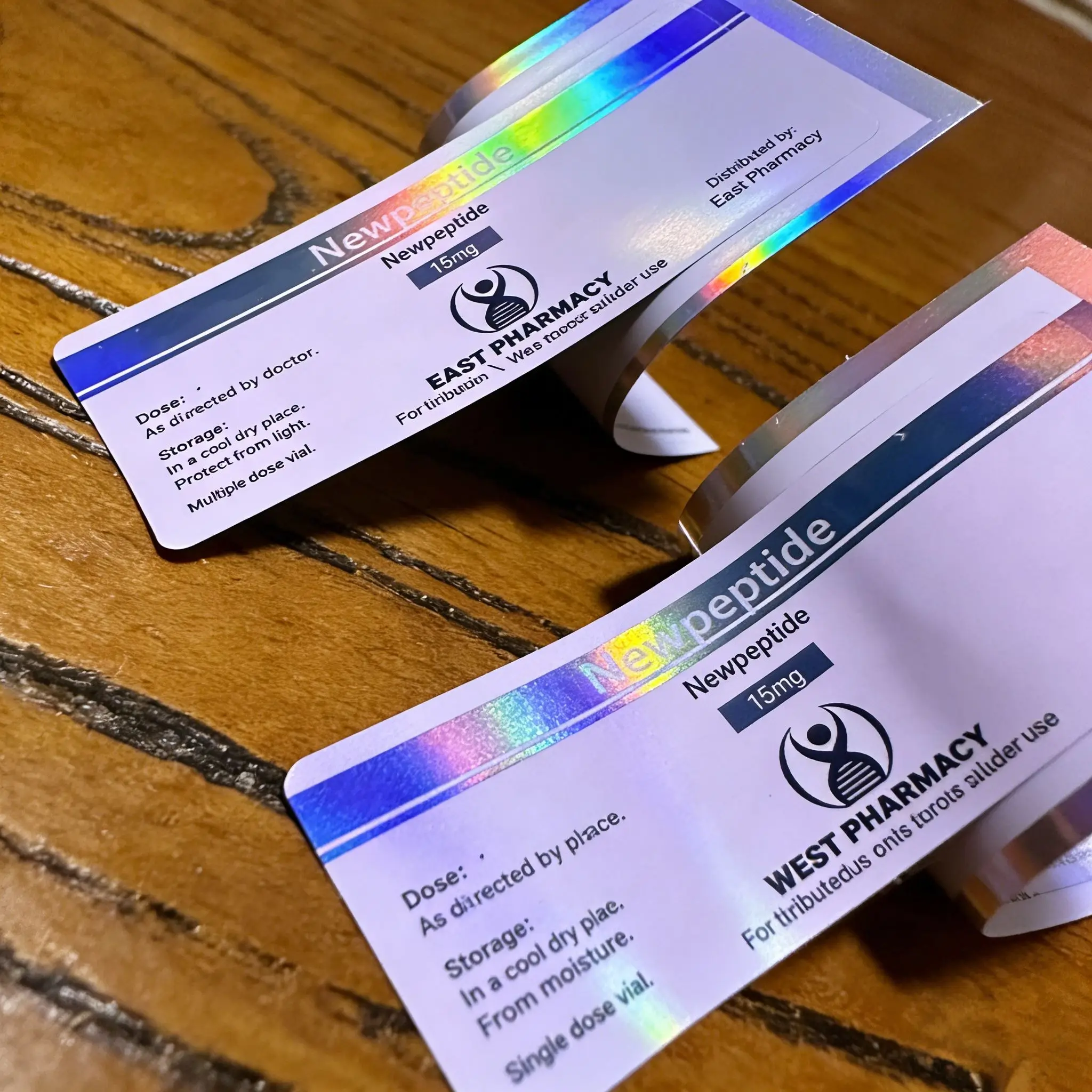 Custom Luxury Glossy Finish Vinyl Stickers for Peptide Beauty & Cosmetic Industry,3ml-30ml Vial Labels
