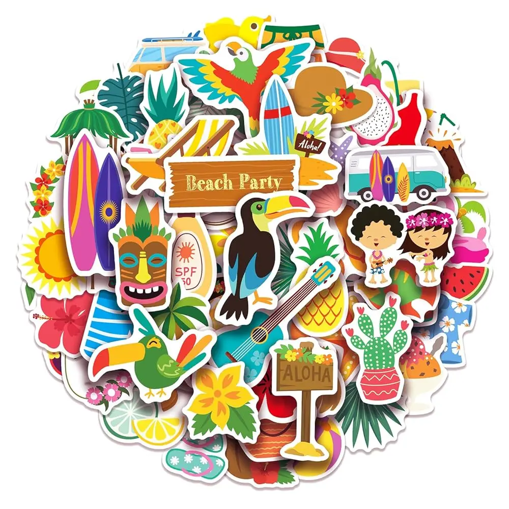 

Набор из 100 гавайских наклеек, украшения для тропической вечеринки Луау, подарки на день рождения