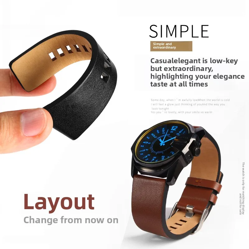 عالية الجودة جلد طبيعي حزام ساعة اليد للديزل DZ4519 1657 7257 4318 لينة جلد البقر حزام الساعات سوار من الجلد معصمه