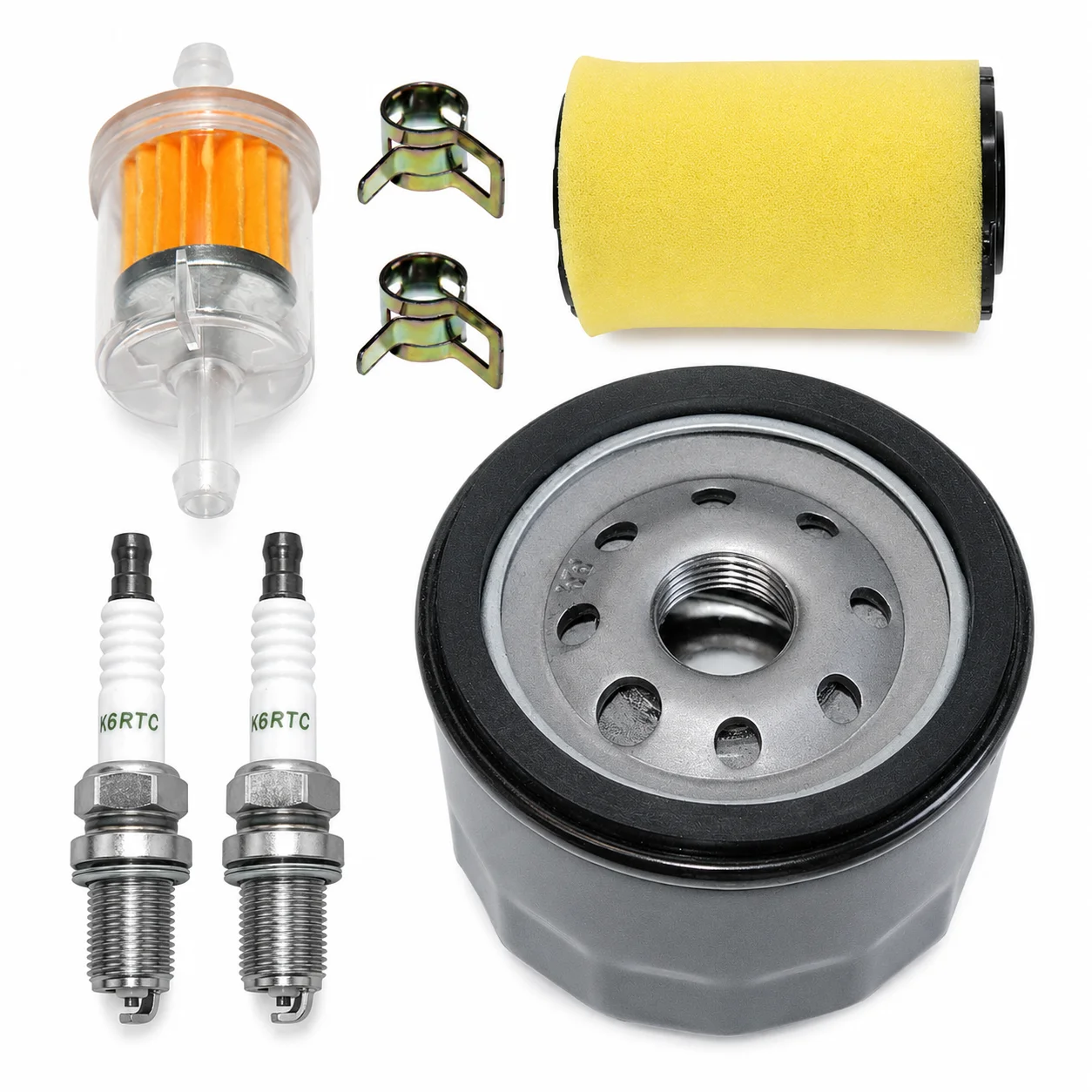 Air Oil Fuel Filter Spark Plug Kit for Husqvarna YTH24V54 YTA18542 YTA22V46 and John Deere L105 LA105 D100 OEM 492056 492932