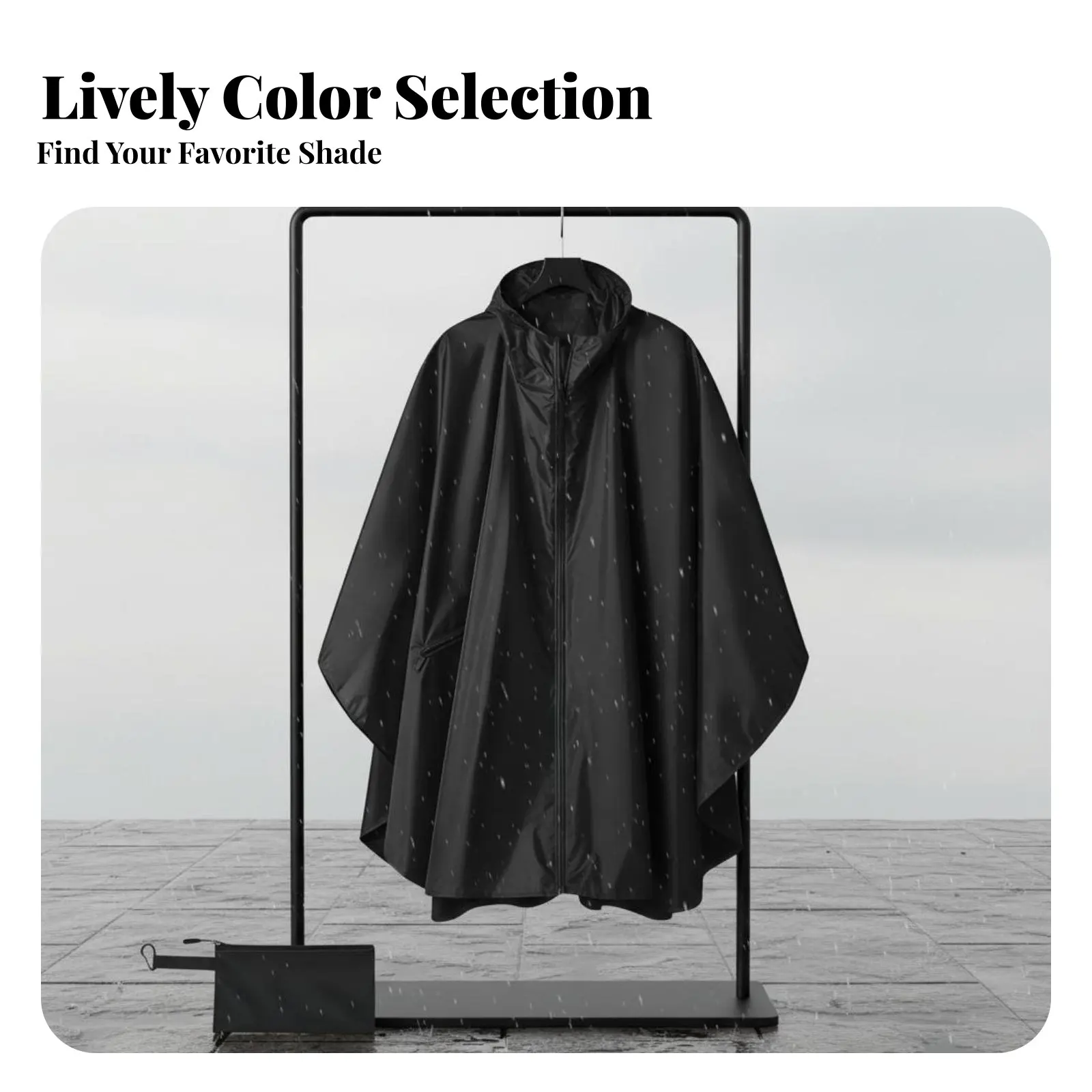 Hooded Rain Poncho Adjustable Hood Waterproof Poncho Jacket Zippered Rain Cloak Lightweight Raincoat Front Pocket for Climbing