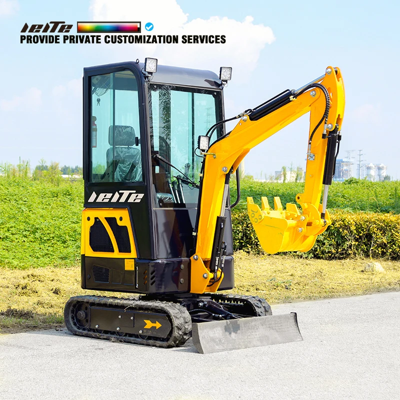 EPA-miniexcavadora hidráulica de cabina cerrada, excavadora pequeña de 1500kg, motor Kubota, Euro 4, 5, 1,5 toneladas