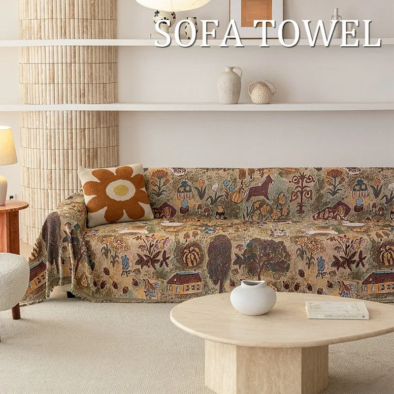 New Artistic Living Room Sofa Towel Four Seasons Universal Non-slip One-piece Slipcover Cloth Home Decoration Furniture Cover