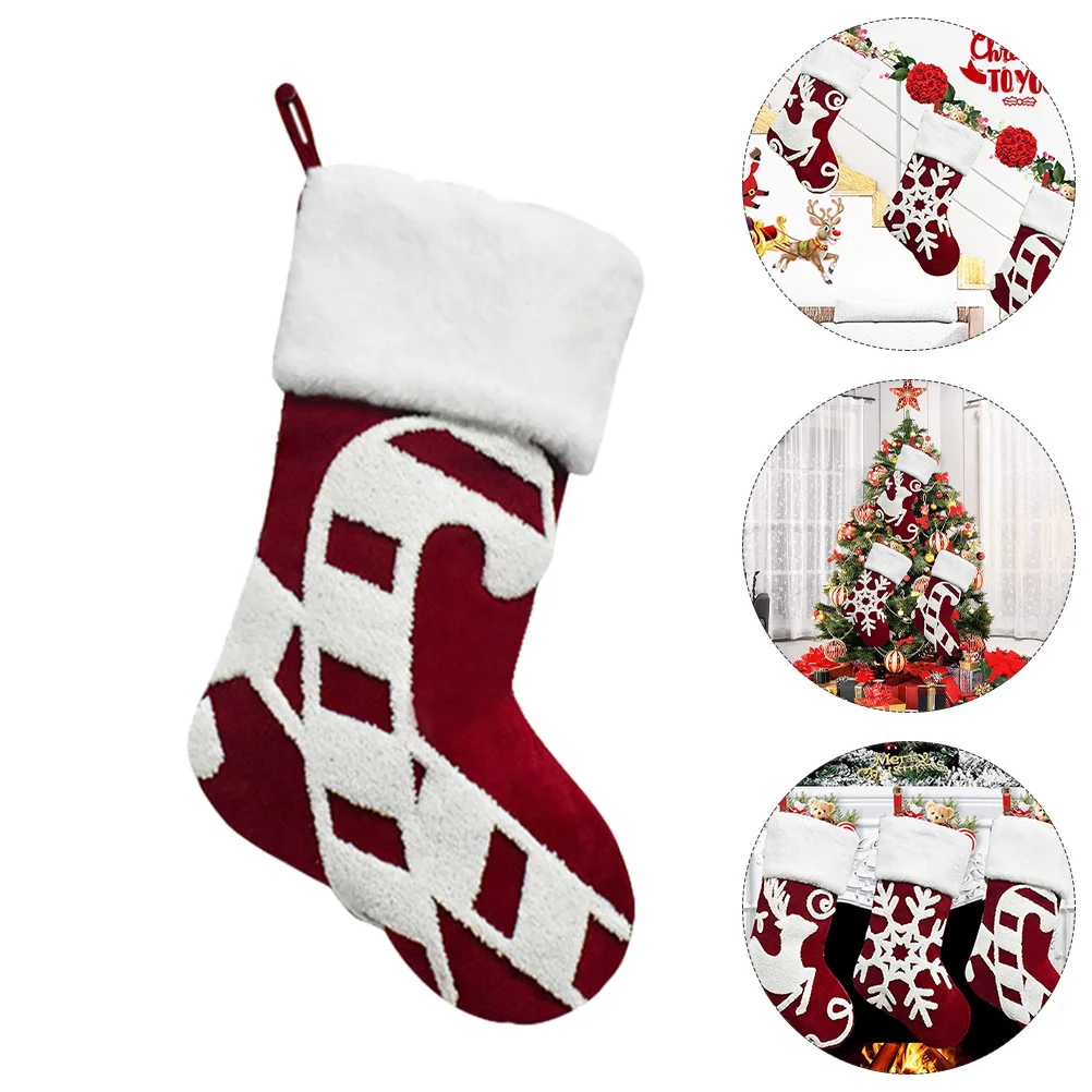 

1pc Christmas Stocking Decor Cartoon Pattern Gift Holder Socks For Candy Small Gifts Hanging Pendant Xmas Tree Decoration Party