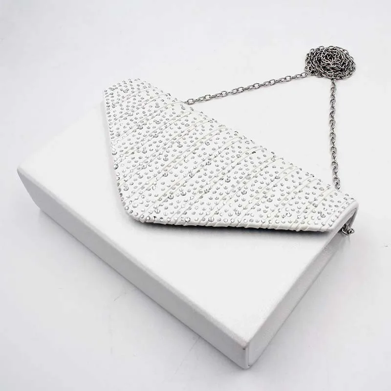 Ladies Satin Clutches Evening Bags Crystal Rhinestone Envelope Purse Bridal Wedding Party Clutch Wallet Handbag Shoulder Bags