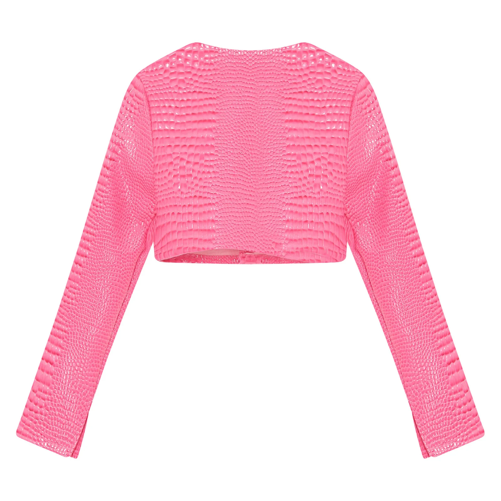 Lady Moto Biker Cropped Jacket Long Sleeve Snakeskin Embossing Bomber Jacket Female Bolero Blazer Coat for Club Party Streetwear