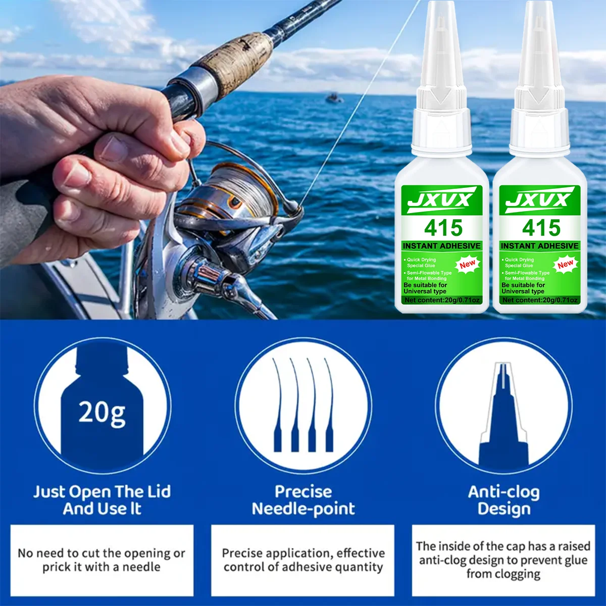 Fishing rod glue, instant epoxy resin adhesive, transparent glue, winding, fishing rod repair glue, multi-purpose glue, office glue, anti-clogging plug, superglue