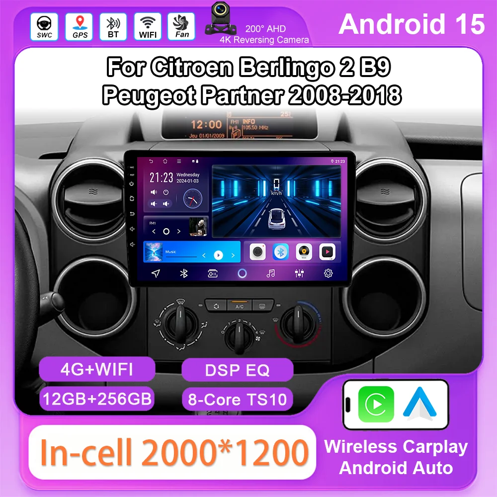 

Car Android 14 For Citroen Berlingo 2 B9 Peugeot Partner 2008-2018 Auto Radio Stereo Multimedia Player GPS Navigation Head Unit