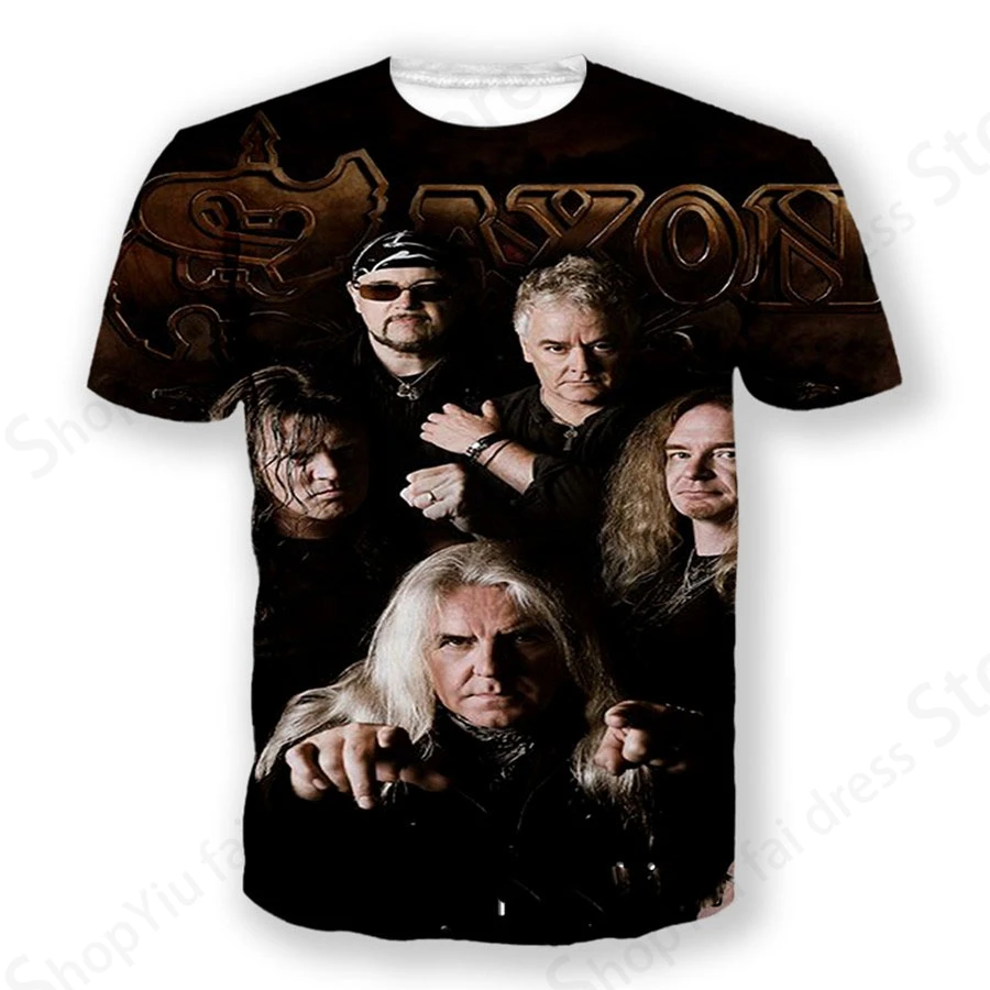 Rock Band Saxon Band 3d Print Tshirt Men Women Fashion T-shirt Hip Hop Tops Tees Kids T shirt Men Clothes Heavy Metal Tops music