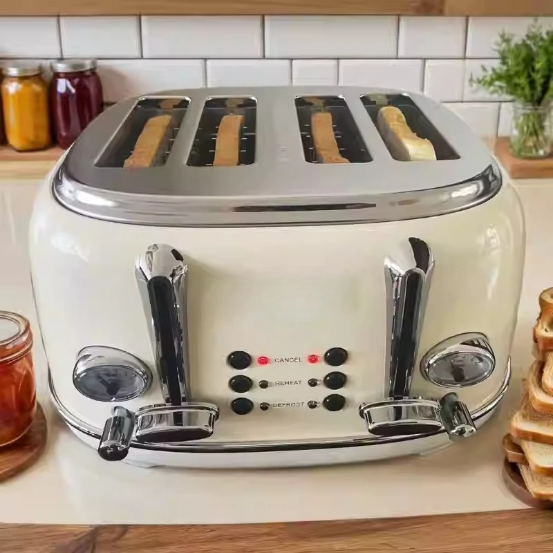 4-Slice Retro Style Automatic Toaster - Household Commercial Bread Breakfast Machine