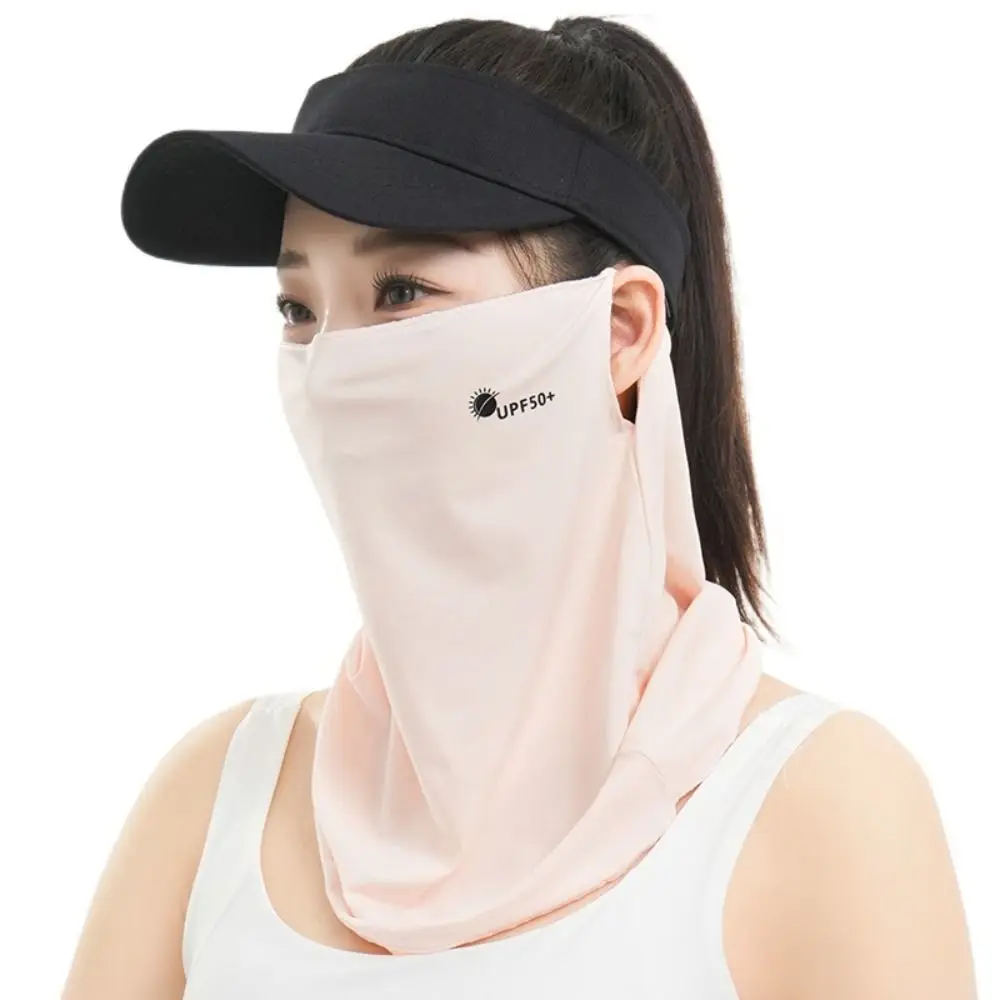 Letter Summer Ice Silk Face Mask Fishing Face Shield Breathable Sunscreen Face Veil Sun Protection Anti-UV Neckline Face Cover