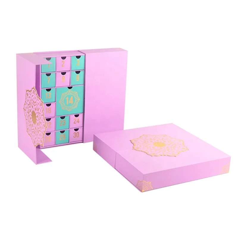 Papier carton d'impression personnalisé pour le Ramadan, produit personnalisé, cosmétique de beauté coloré, cadeau de calendrier de l'avent simple