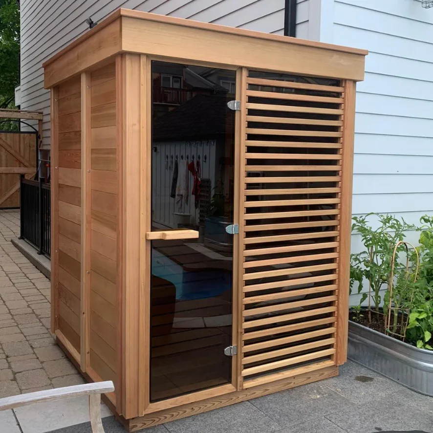 Outdoor SaunaFinland Traditional Cedar Outdoor Flat Sauna With Heater