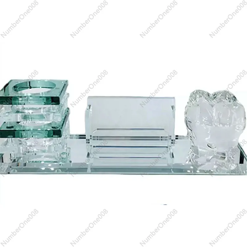 Dental Crystal Molar Business Card Holder+Pen Holder Set Dental Gift for Dental Clinic Decoration