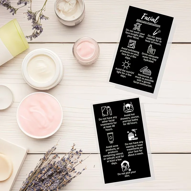 50Pcs Facial Aftercare Instruction Cards Professional Skin Care Post-treatment Customer Care Reminder Cards