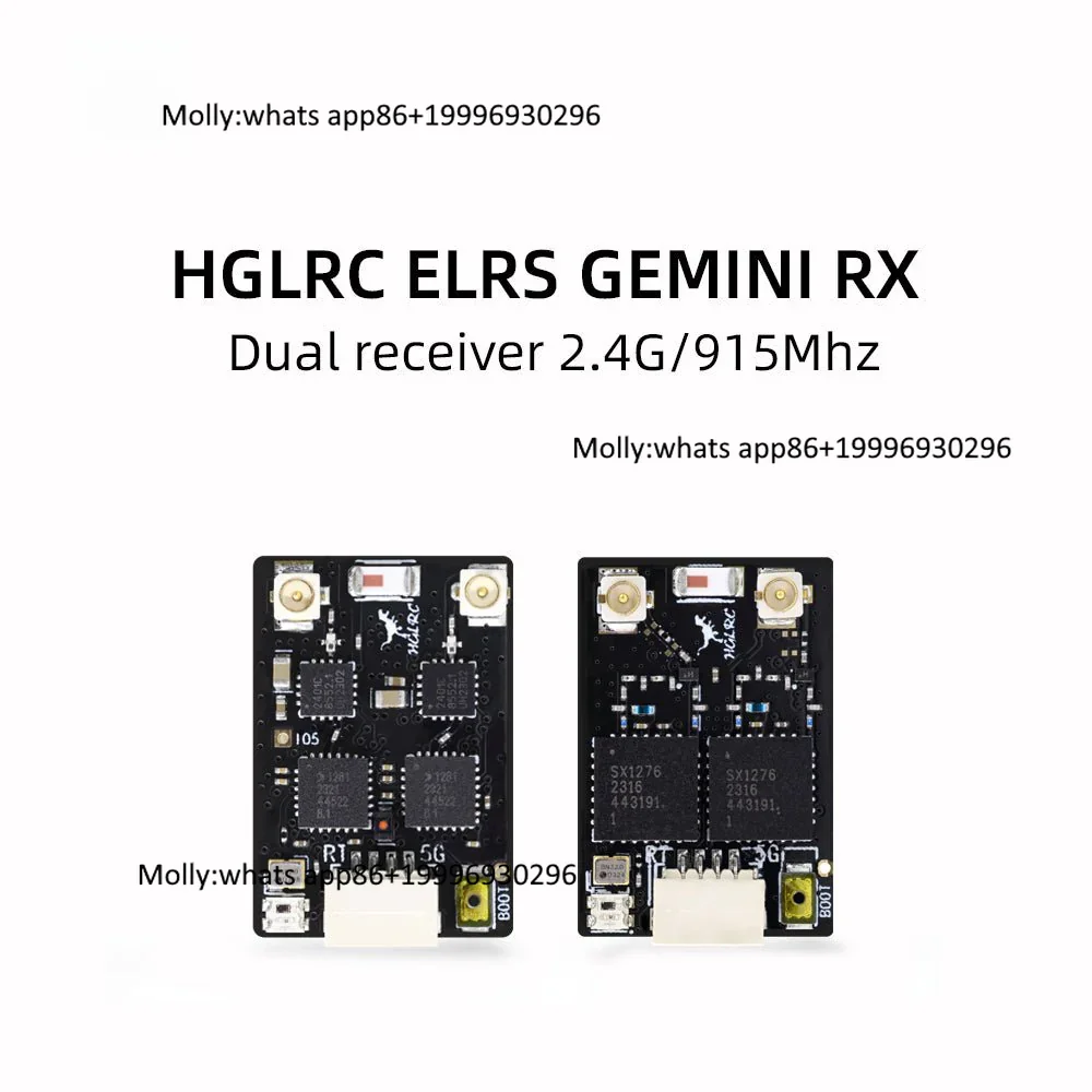 Ultra Stable HGLRC ELRS GEMINI RX 2.4G 915MHz Dual Band ESP32 SX1281 1.36g Lightweight FPV Racing Drone Parts