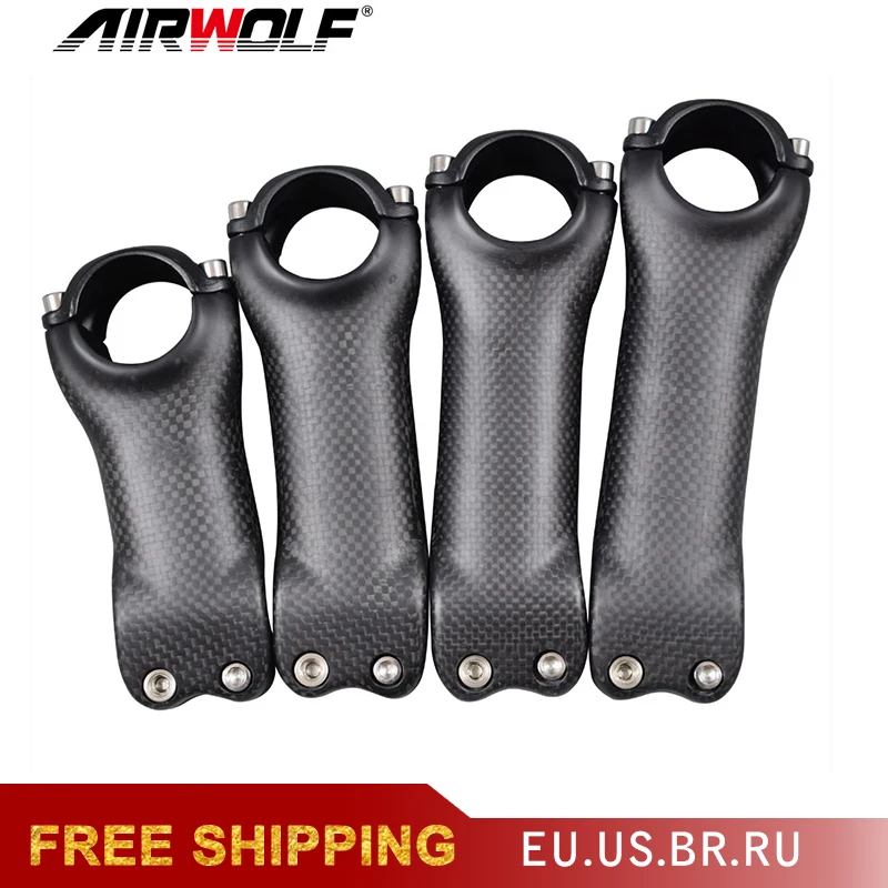Wspornik karbonowy AIRWOLF 6 stopni akcesoria rowerowe 3K T800 wspornik roweru szosowego/górskiego z włókna węglowego 137g 31.8*80 90 100 110 120mm