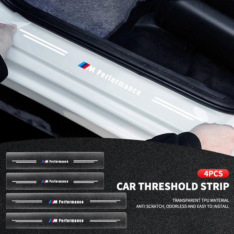 

4pcs Car Transparent Door Threshold Sticker Trunk Protective Strip For BMW M Power Performance F10 F31 E36 E39 E87 E90 X3 X5