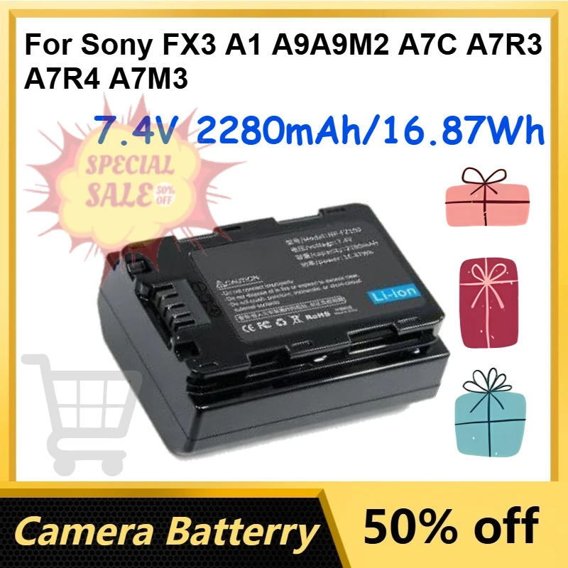 7.4V 2280mAh/16.87Wh NP-FZ100 Rechargeable Li-Ion Battery for Sony FX3 A1 A9A9M2 A7C A7R3 A7R4 A7M3 Camera Batteries