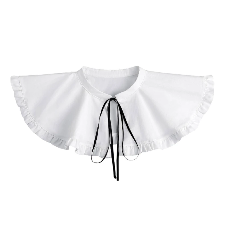 S1Y1 Fashion Ruffle Collar Elegant Detachable Lace Collar Shawl for Formal Casual Blouse Collar All Matching Collar Accessory