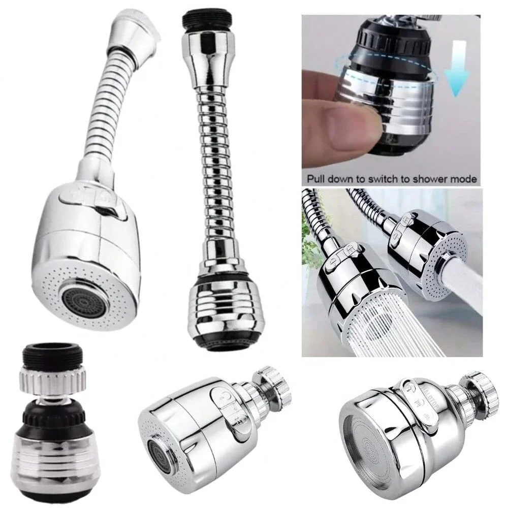 1PC 2/3 Modes High-Pressure Kitchen Faucet Adapter with 360° Rotatable Spray Universal Water Saving Tap Nozzle Filter Extenders