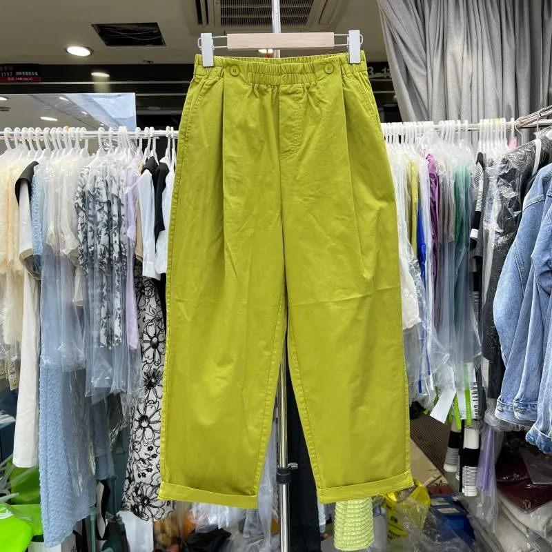 

Cotton Linen Elastic Waist Summer Thin Wide Leg Pants Loose Fit Casual Workwear Elastic Slimming Pants Versatile High Waist