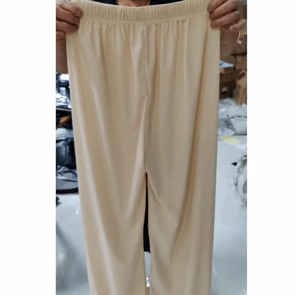 Crinkle Fabric Wide Leg Pants Ultra Thin High Waisted Straight Leg Trousers Elastic Waist Pink Palazzo Pants Summer Wear