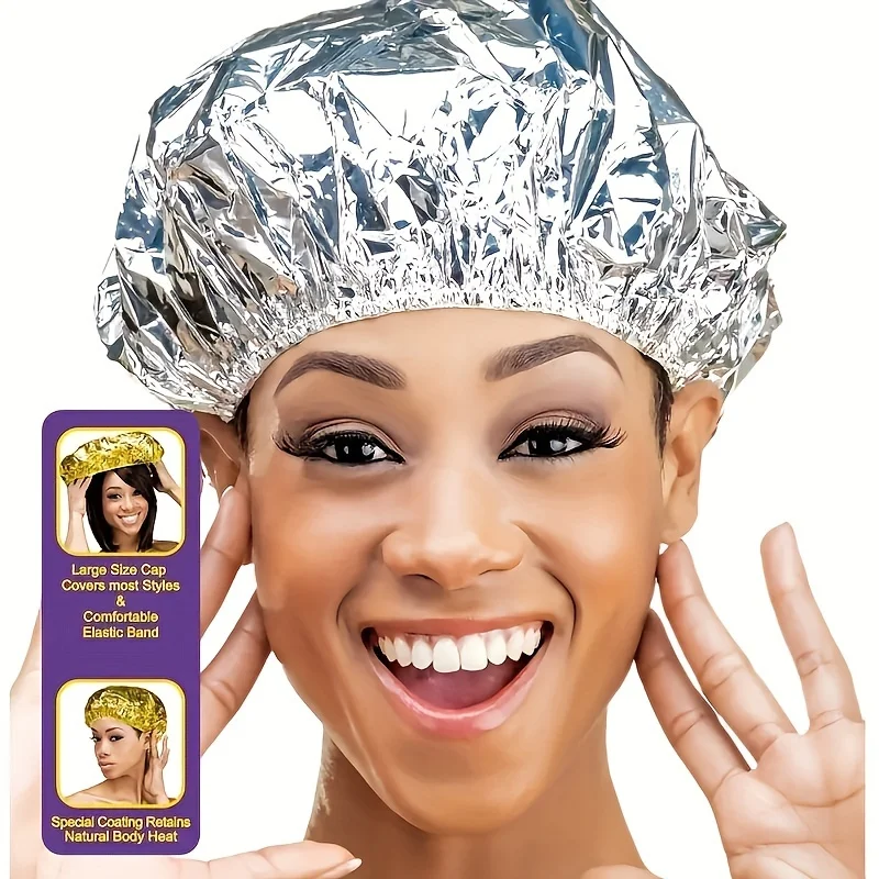 2pcs/5pcs Tin Foil Heated Shower Cap For Deep Conditioning, Reusable Heating Cap For Salon And Home Use