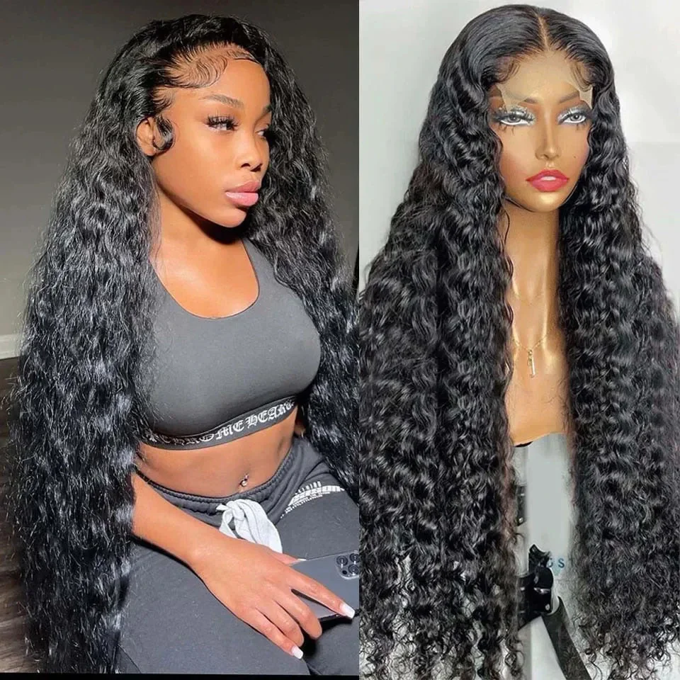 

Wholesale Brazilian Curly Human Hair Wig Lace Wig Deep Wave 13x4 Lace Front Wigs For Women 200% 4x4 Lace Closure Wig On Sale