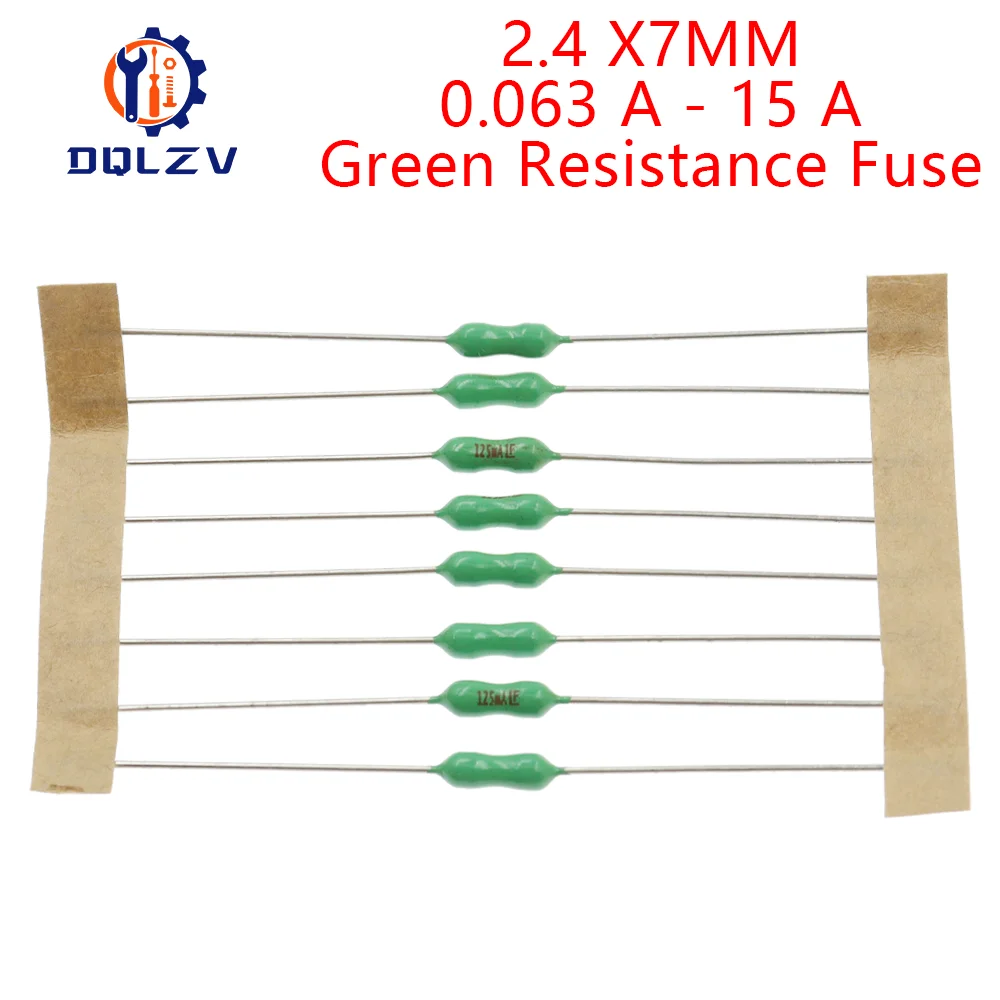 2.4*7mm Axial Lead Green Fuse 125/250V 2.4 X 7 63mA 125mA 250mA 1A 2A 3A 4A 5A 7A 8A 10A Fast Blow PICO Resistance Fuse