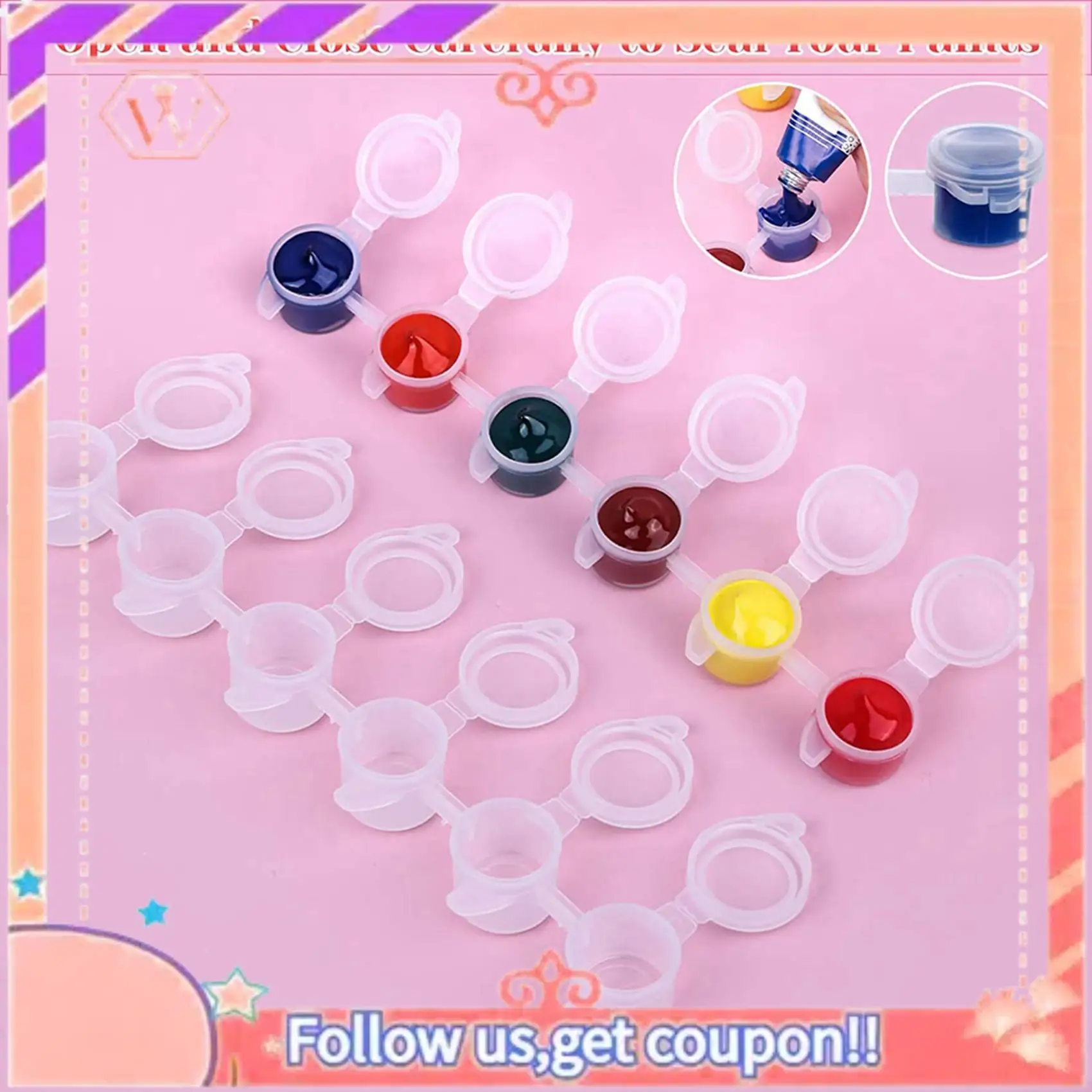 Upgraded 480Pieces Empty Paint Pot, 40 Strips Acrylic Mini Paint Container Strips Storage With Lids For Arts And Crafts Paint 3M