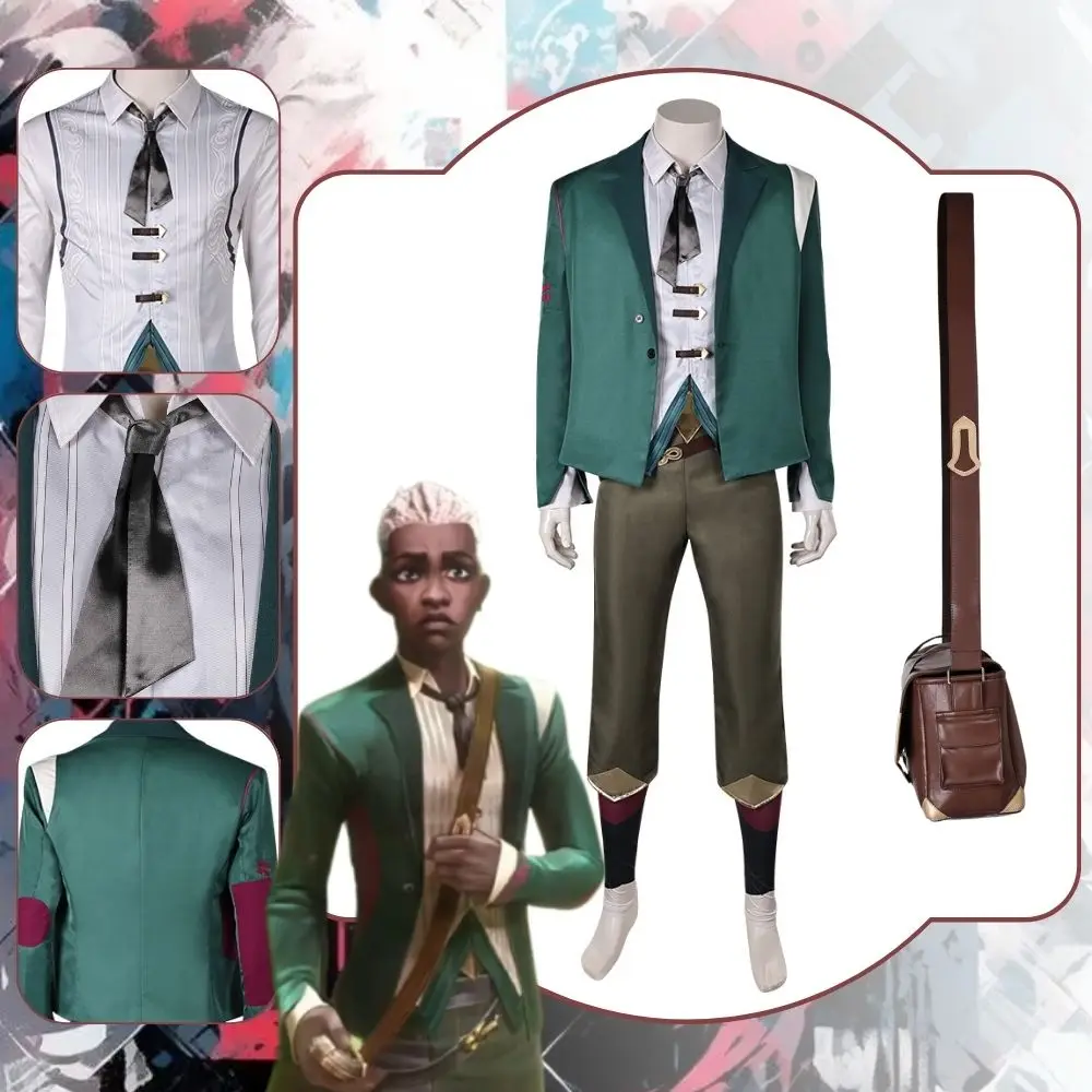 Ekko Arcane تأثيري الخيال زي تمويه للرجال موحدة حقائب كتف لعب الأدوار سترة السراويل هالوين كرنفال البدلة