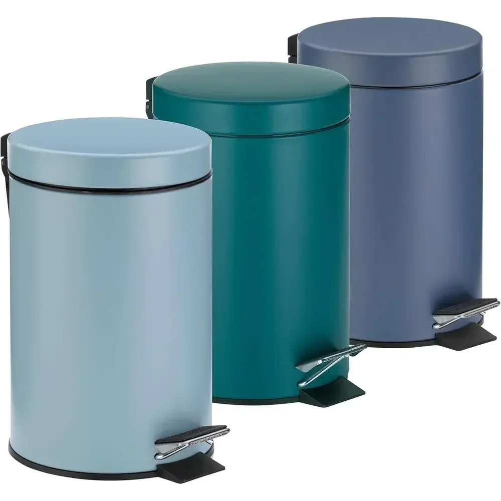 Turquoise 3L Metal Pedal Bathroom Waste Bin with Inner Bin and Carry Handle