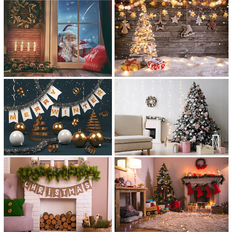 

SHUOZHIKE Art Fabric Christmas Decoration Photography Background Christmas Backdrops for Photo Studio Props SDF-03