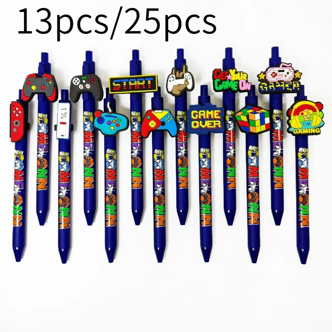 13pcs/25pcs Creative Game Console Theme Ballpoint Pens “Come On” Printed Ballpoint Pens Student Writing Gift Pens