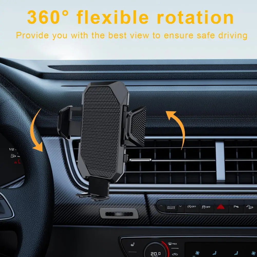 Mobile Phone Car Holder Retractable Car Phone Holder with Anti-shake Air Vent Blade Mount 360 Degree Rotation for Automobile