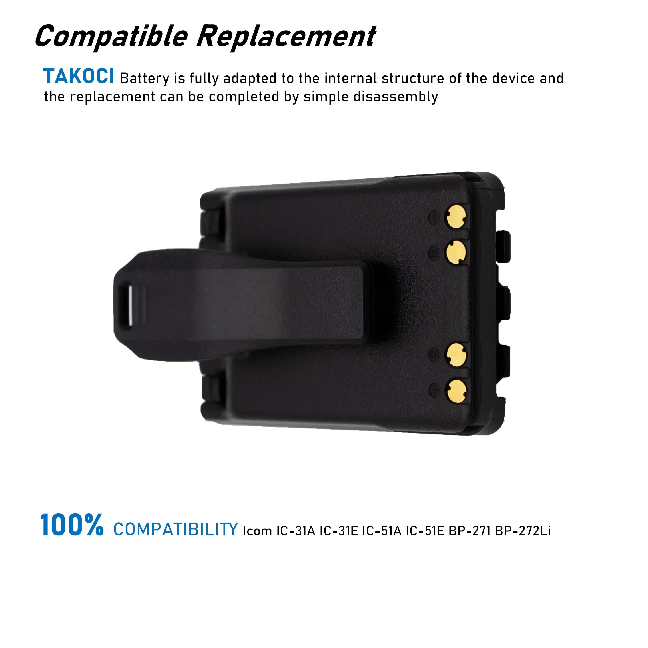 Replacement Battery for Icom  IC-31A, IC-31E, IC-51A, IC-51E BP-271, BP-272Li 7.4V/mA