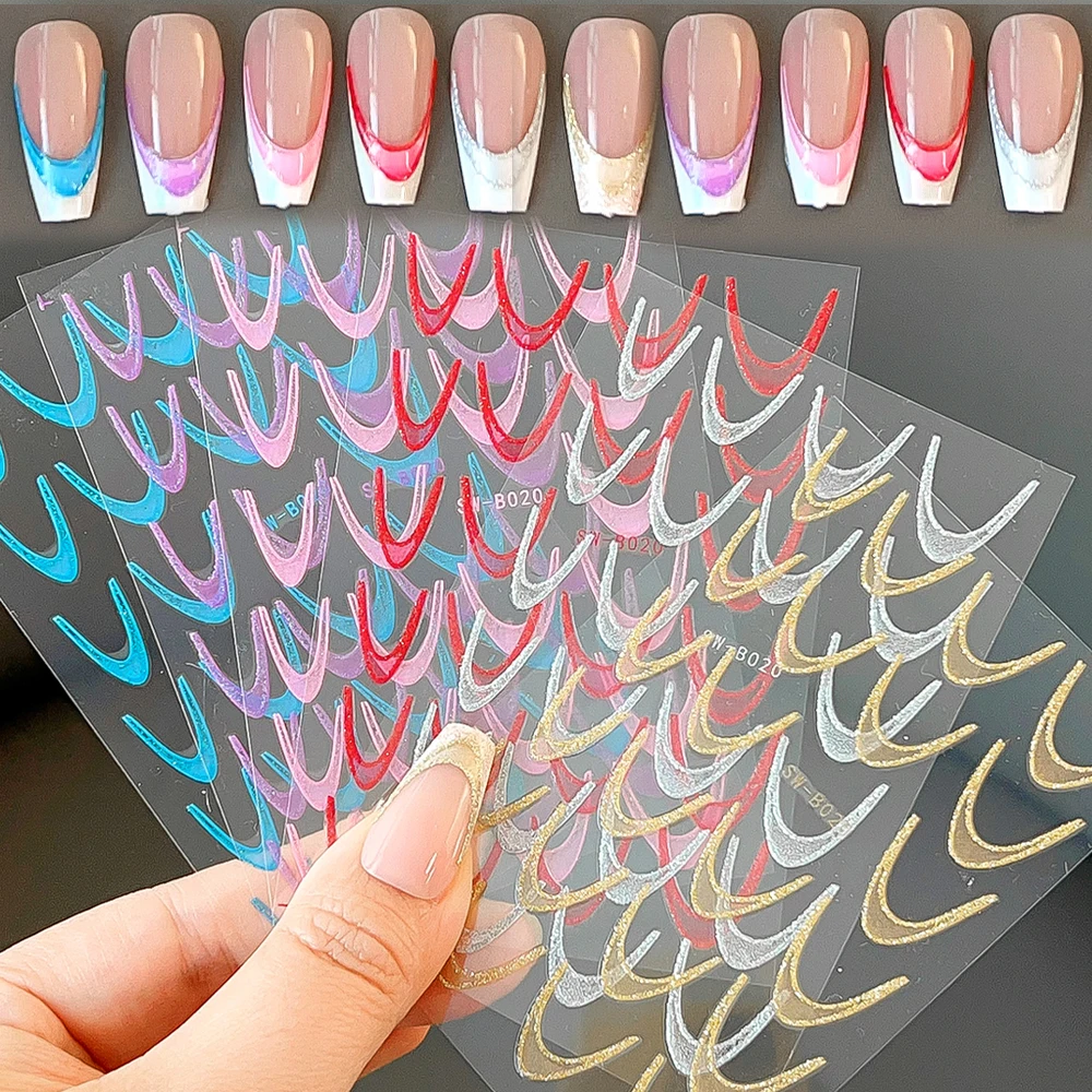 粘着ネイルステッカー,マニキュアステッカー,キラキラグラデーション,カラーラインデザイン,ネイルアート,ウォーターステンシル,3D